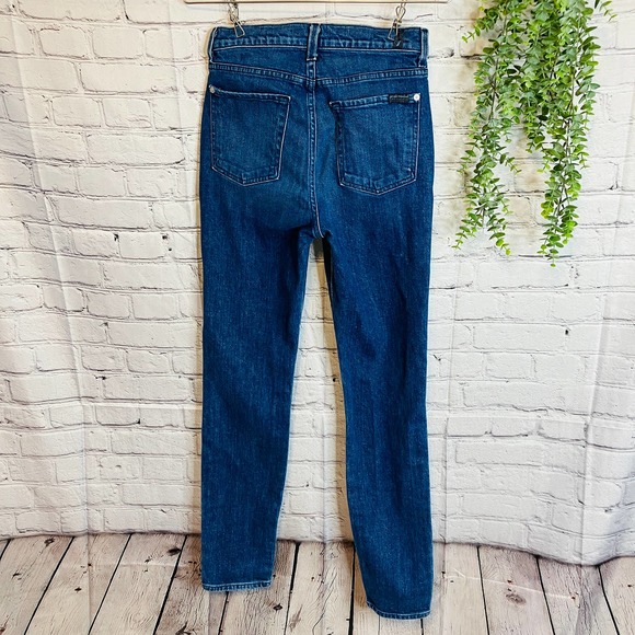 7 For All Mankind Jeans 26 High Rise Track Striped Skinny Tux Denim - Picture 5 of 10